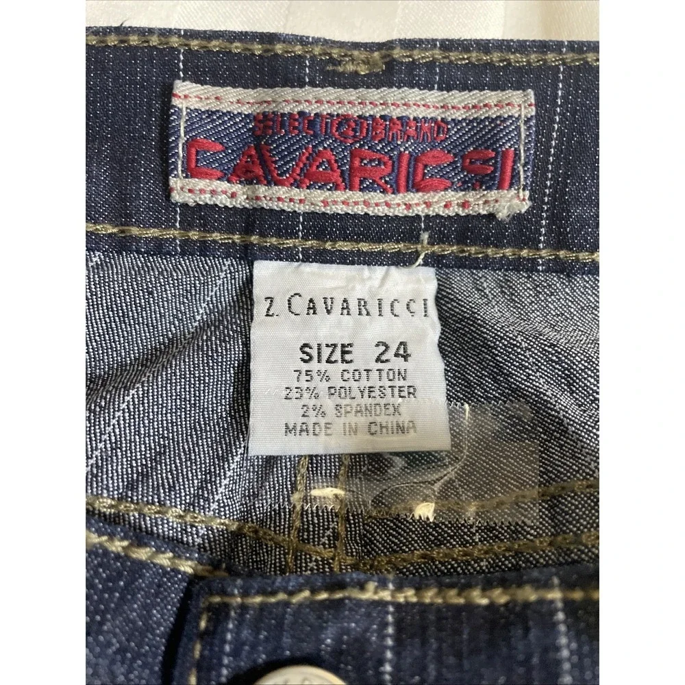 Vintage Z. Cavaricci Pinstripe Dark Wash High Waisted Straight Leg Jeans Size 24